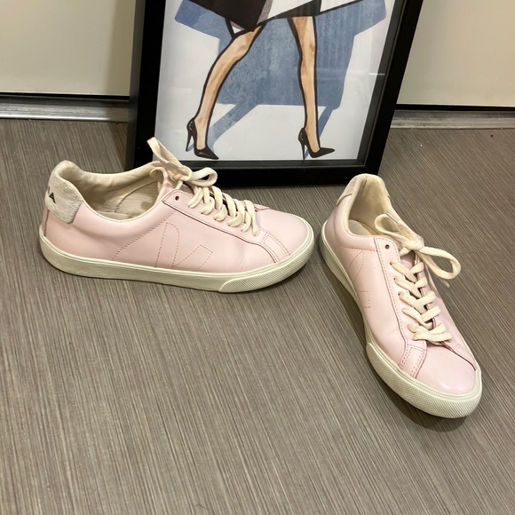 Veja Shoes - Veja Esplar Leather Lace Up Sneakers in Blush Pink Color Size 8